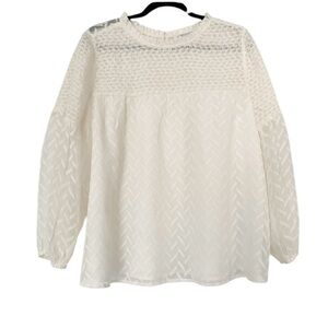 Off White / White Flowy Blouse 3/4 Sleeve